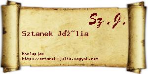 Sztanek Júlia névjegykártya